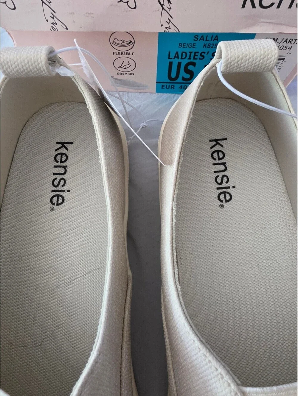 Kensie Salia Beige Slip-On Shoes, Ladies' Size US 10, Textile Upper and Lining,